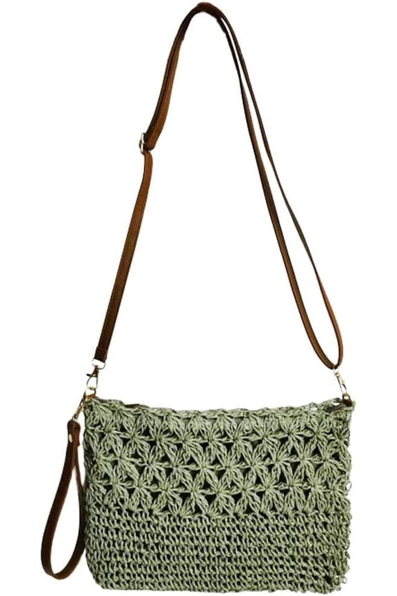 Square Bag Straw Beach Bags For Women Rattan Purse Summer Straw Crossbody Handmade Raffia Bag Handbag Purse Shoulder Bag