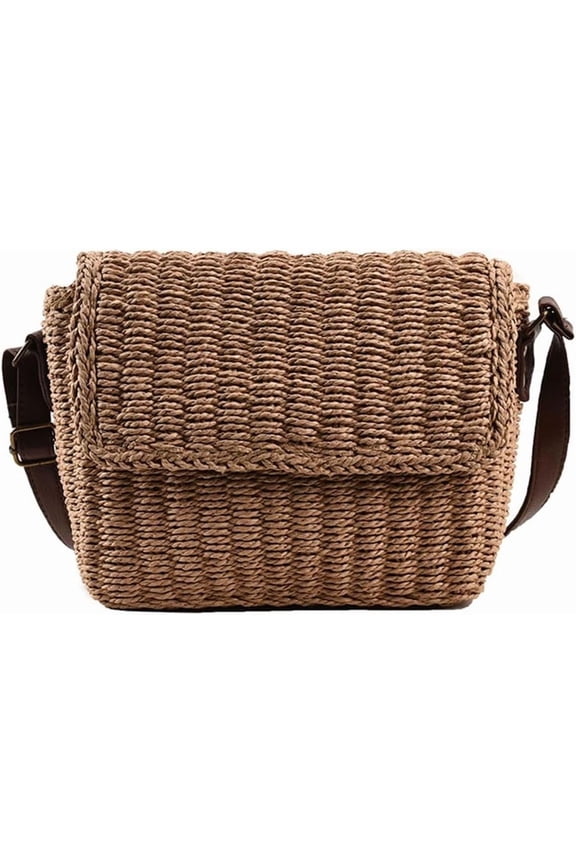 Straw Crossbody Bag Summer Beach Bag for Women Wicker Shoulder Bag Woven Rattan Purse for Beach Vocation