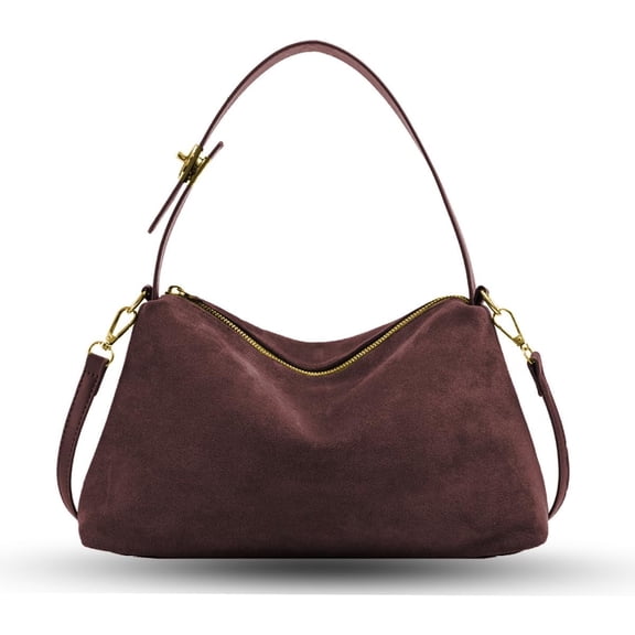 HMSHA Suede Purses for Women Fashion Slouchy Shoulder Bag Retro Crescent Satchel Hobo Handbags for