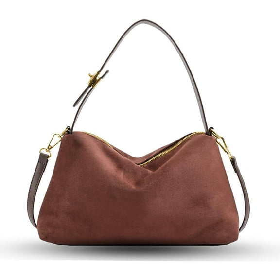 HMSHA Suede Purses for Women Fashion Slouchy Shoulder Bag Retro Crescent Satchel Hobo Handbags for