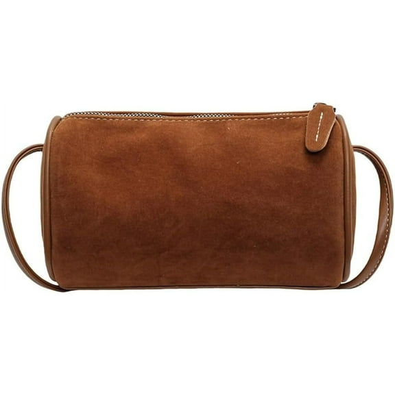 HMSHA Suede Shoulder Bag Clutch for Women Suede Crossbody Bag Handbag Suede Purse Satchel Bag Frosted Cylinder Bag Tote Bags