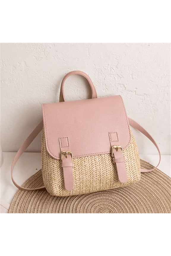 Trendy Leisure Straw Bags for Women Mini Retro Weave Handbag Women's Niche Designer Bag High-end Small Rattan Woven Backpack