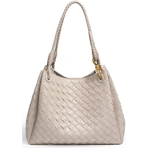 HMSHA Trendy Woven Bucket Bags Women Underarm Shoulder Bag Cute Satchels Crossbody Purse PU Leather Top-Handle Tote Handbag