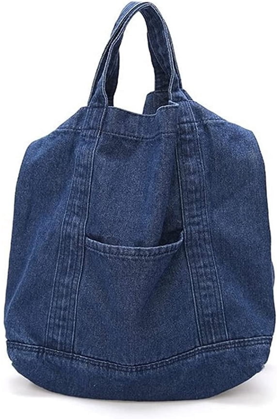 Unisex Teen Fashion Denim Shoulder Bag Retro Large Hobo Crossbody Bag Top Handle Bag Shop School Travel
