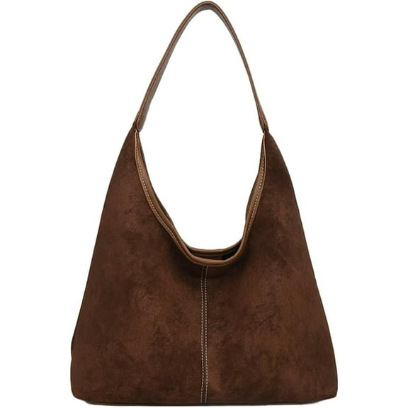 HMSHA Vintage Suede Tote Bag for Women Casual Large Capacity Shoulder Bag Travel Satchel Bags Ladies Handbags