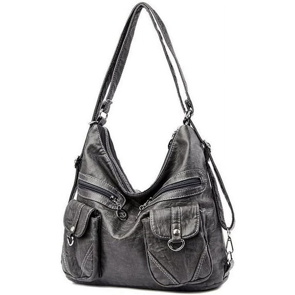 HMSHA Vintage Women Handbags Purses Soft PU Leather Shoulder Bag Hobo Handbag Tote Bags Backpack Stylish Satchel Zip Pocket