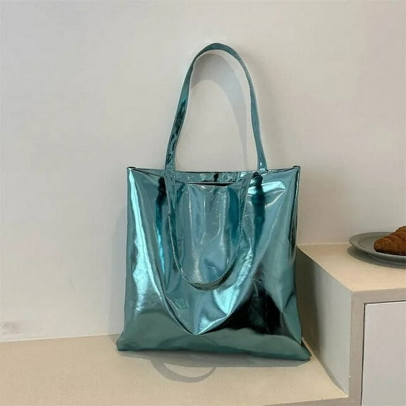 HMSHA Women Crossbody Bag Luxury Designer PU Shoulder Bag Solid Color Glossy Patent Leather Simple Female Commuter Handbag Shopper Bag