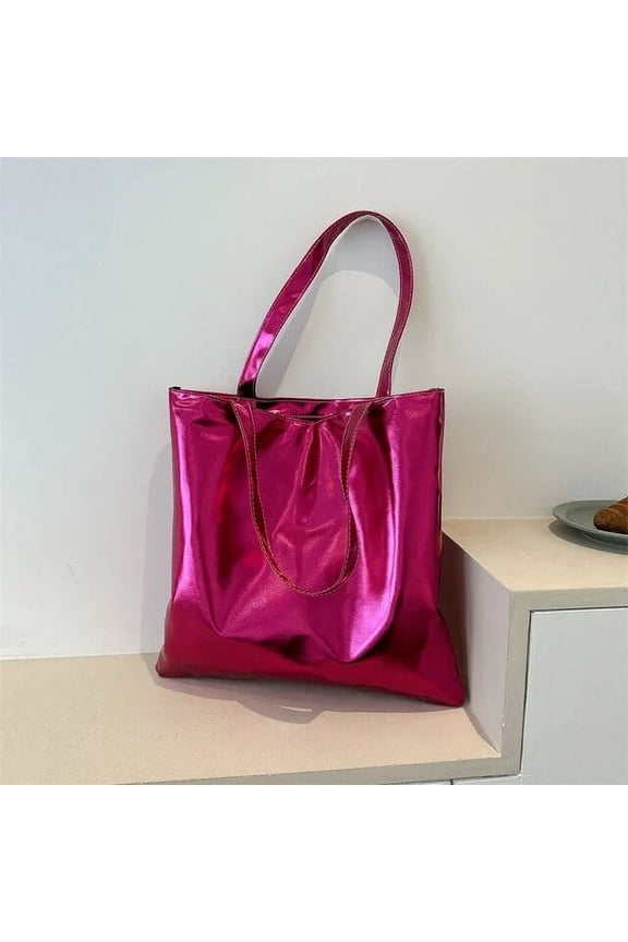 Women Crossbody Bag Luxury Designer PU Shoulder Bag Solid Color Glossy Patent Leather Simple Female Commuter Handbag Shopper Bag