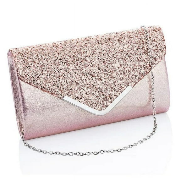 HMSHA Women Evening Clutch Bag Wedding Golden Sequins Clutch Purse Chain Shoulder Bags Small Party Handbag With Metal Handle