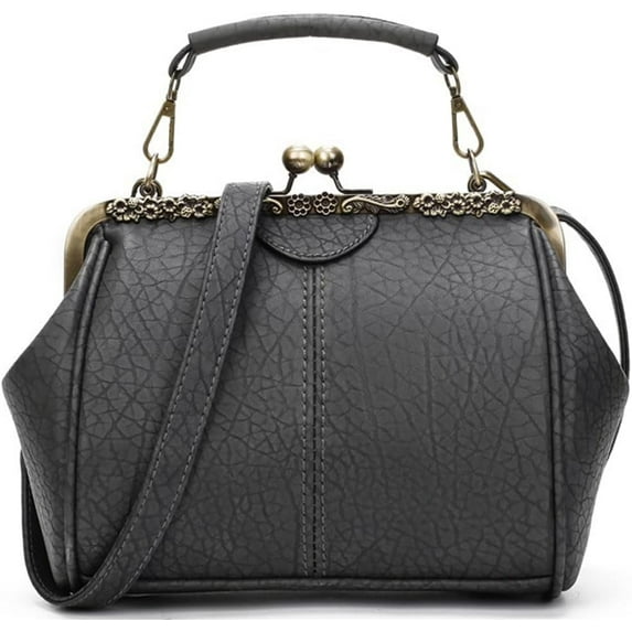 HMSHA Women Handbags Retro Hollow Tote Bag Purse Leather Satchel Kiss Lock Shoulder Bags Evening Clutch Bag Crossbody Bag