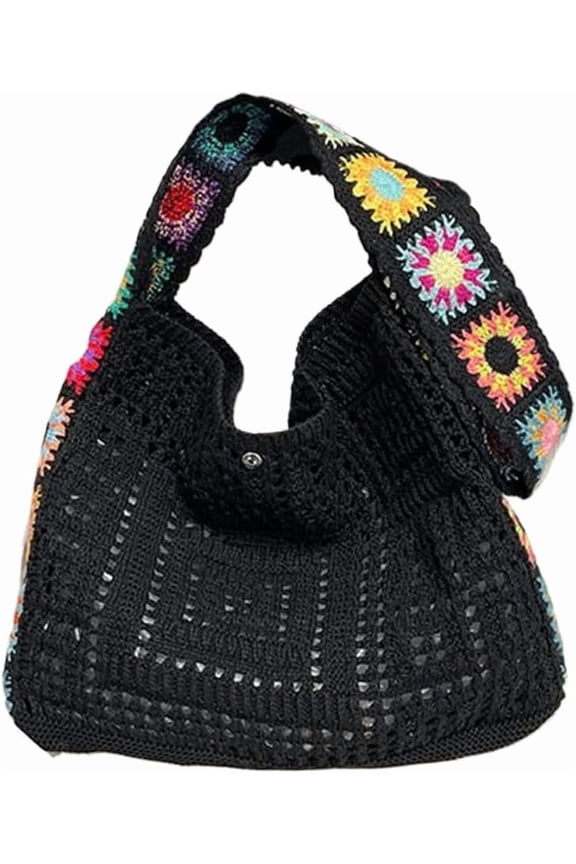 Women Knitted Shoulder Bag Crochet Tote Bag Large Capacity Fashionable Handbag Weaving Crossbody Purse Summer Beach