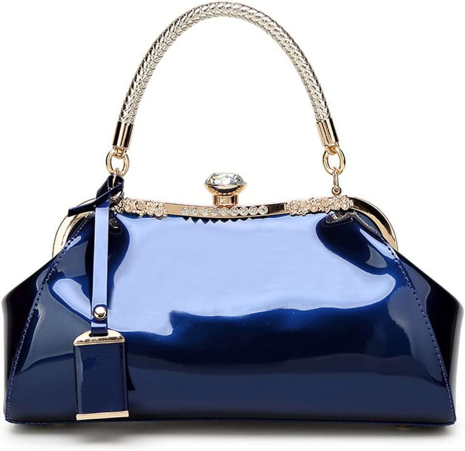 HMSHA Women Retro Top Handle Handbag Kiss Lock Shoulder Bag Clutch Purse with Adjustable Strap Evening Crossbody Wallet