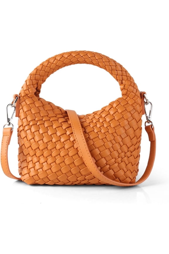 Women Woven Tote Small Crossbody Bag, Weave Quilted Purse Square Shoulder Bag Woven Handbag with Detachable Strap