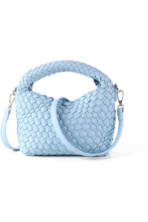 Women Woven Tote Small Crossbody Bag, Weave Quilted Purse Square Shoulder Bag Woven Handbag with Detachable Strap