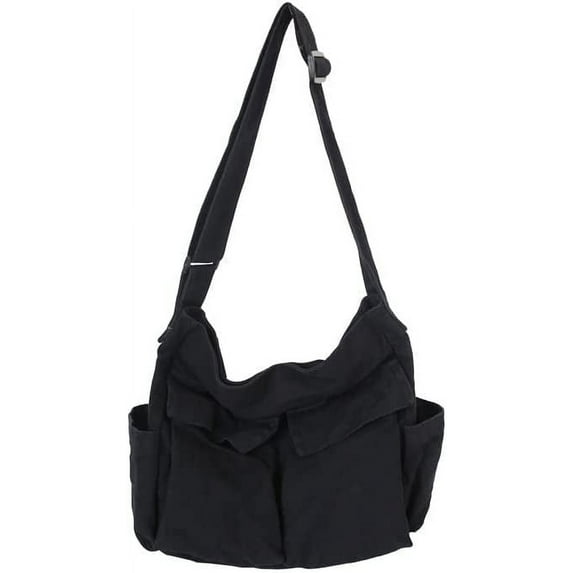 HMSHA Women's Canvas Shoulder Bag Fairy Large Capacity Y2k Messenger Bag Hippie Punk Goth Tote Bag Preppy Stuff