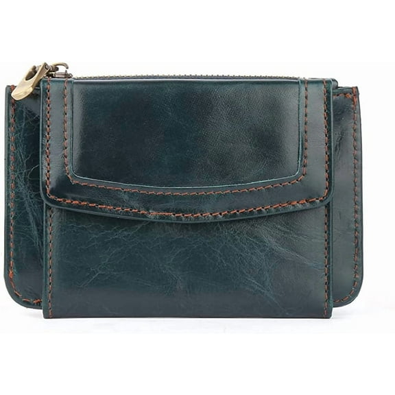 HMSHA Women's Coin Purse Genuine Leather Mini Pouch Change Wallet RFID Trifold ID Case Holder for Lipstick Keys