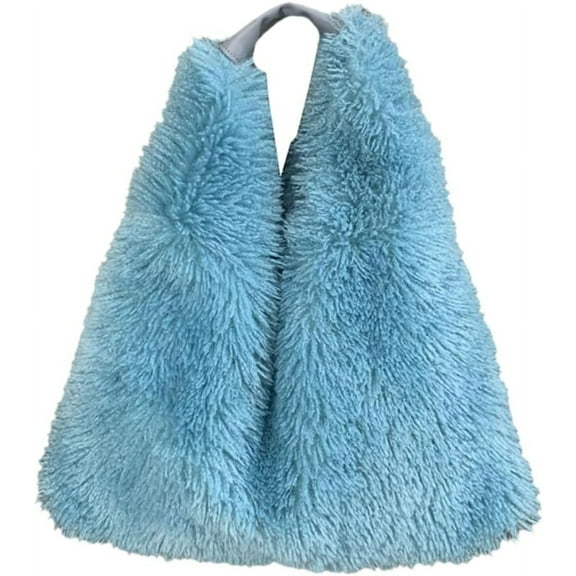 HMSHA Women's Furry Faux Fur Shoulder Bag Fluffy Plush Hobo Bag Soft Winter Handbag Large Totes Top Handle Purses