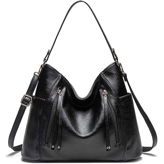 HMSHA Women’s PU Soft Leather Handbag Designer Tassel Shoulder Tote Bag Top Handle Bags