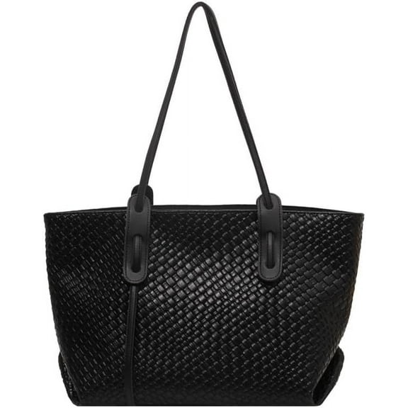 HMSHA Woven Tote Bag for Women Vegan Leather Woven Bags Shoulder Handbag Large Capacity Work Handbags Summer Beach Bag