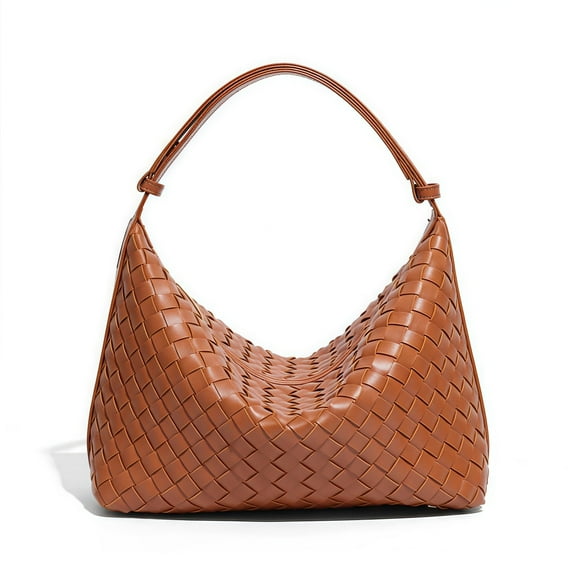 HMSHA Woven Tote handbag for women PU leather top-handle shoulder bag knot strap leather shoulder bag clutch bag braided bag gifts for women