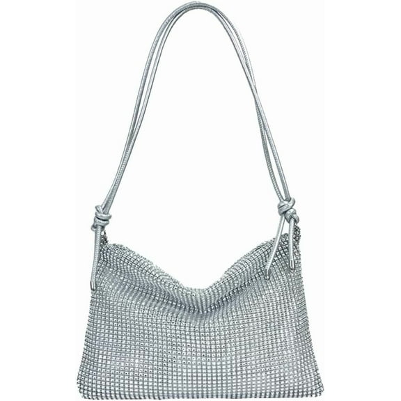 HMSHA Y2k Shiny Silver Purse CrossBody Purse Women Hobo Bags Shoulder Bag Cute Satchels Evening Clutch Tote Handbag 2024