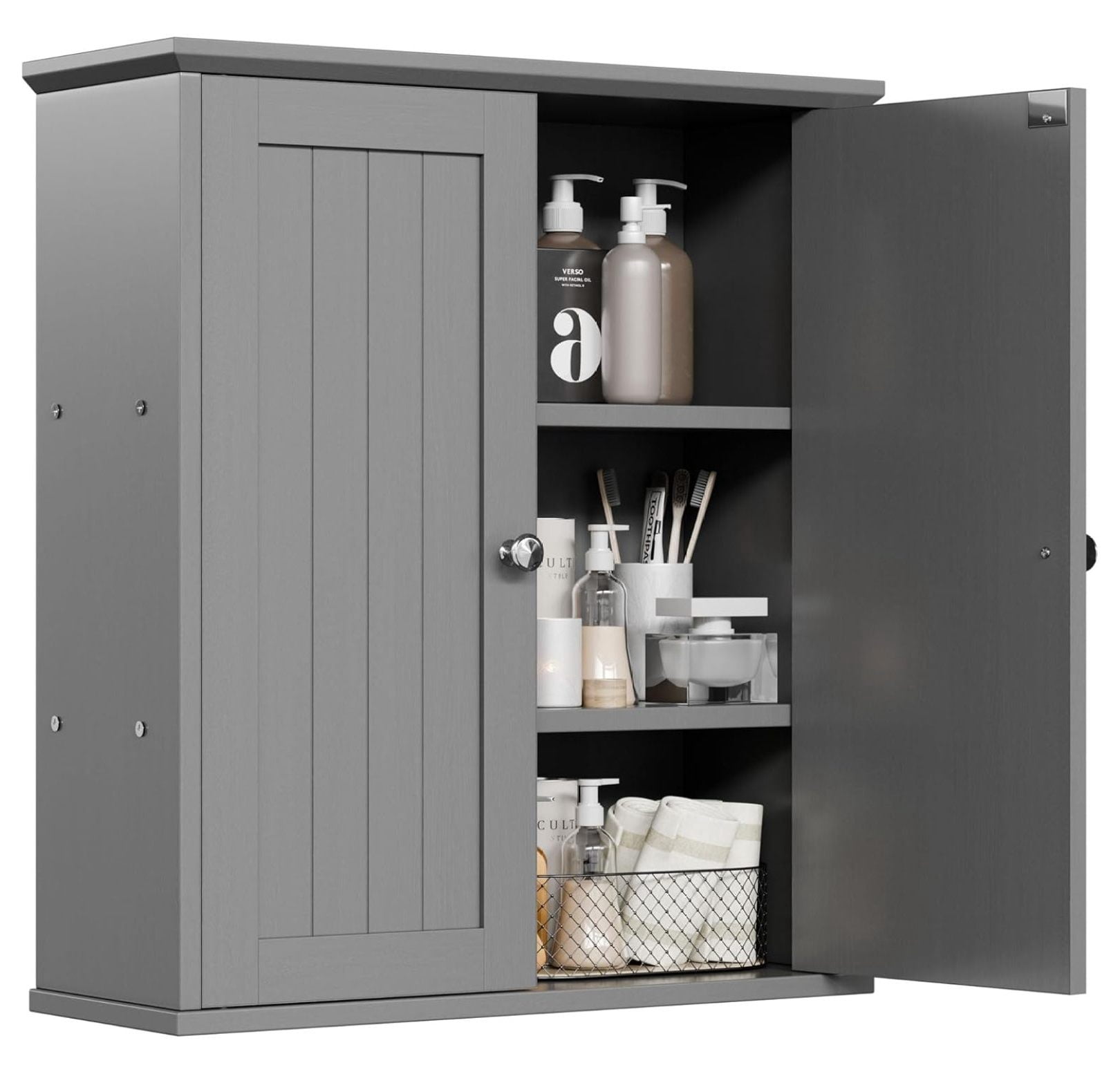 HMTtie Bathroom Cabinet Wall Mounted, Over The Toilet Storage Cabinet with Doors and Adjustable ...