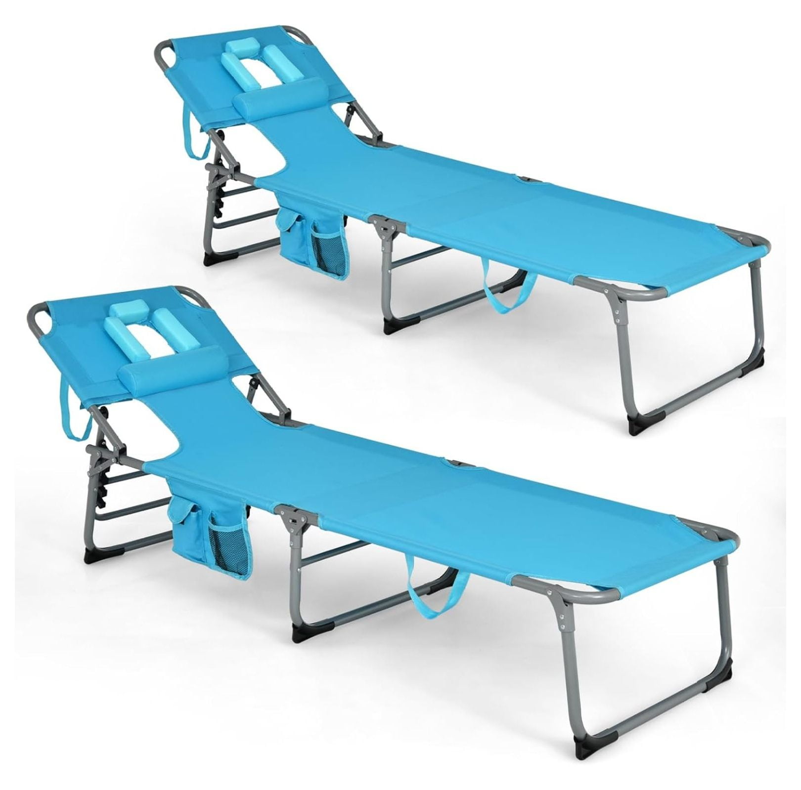 HMTtie Folding Beach Lounge Chair, Tanning Chair with Face Hole, 5