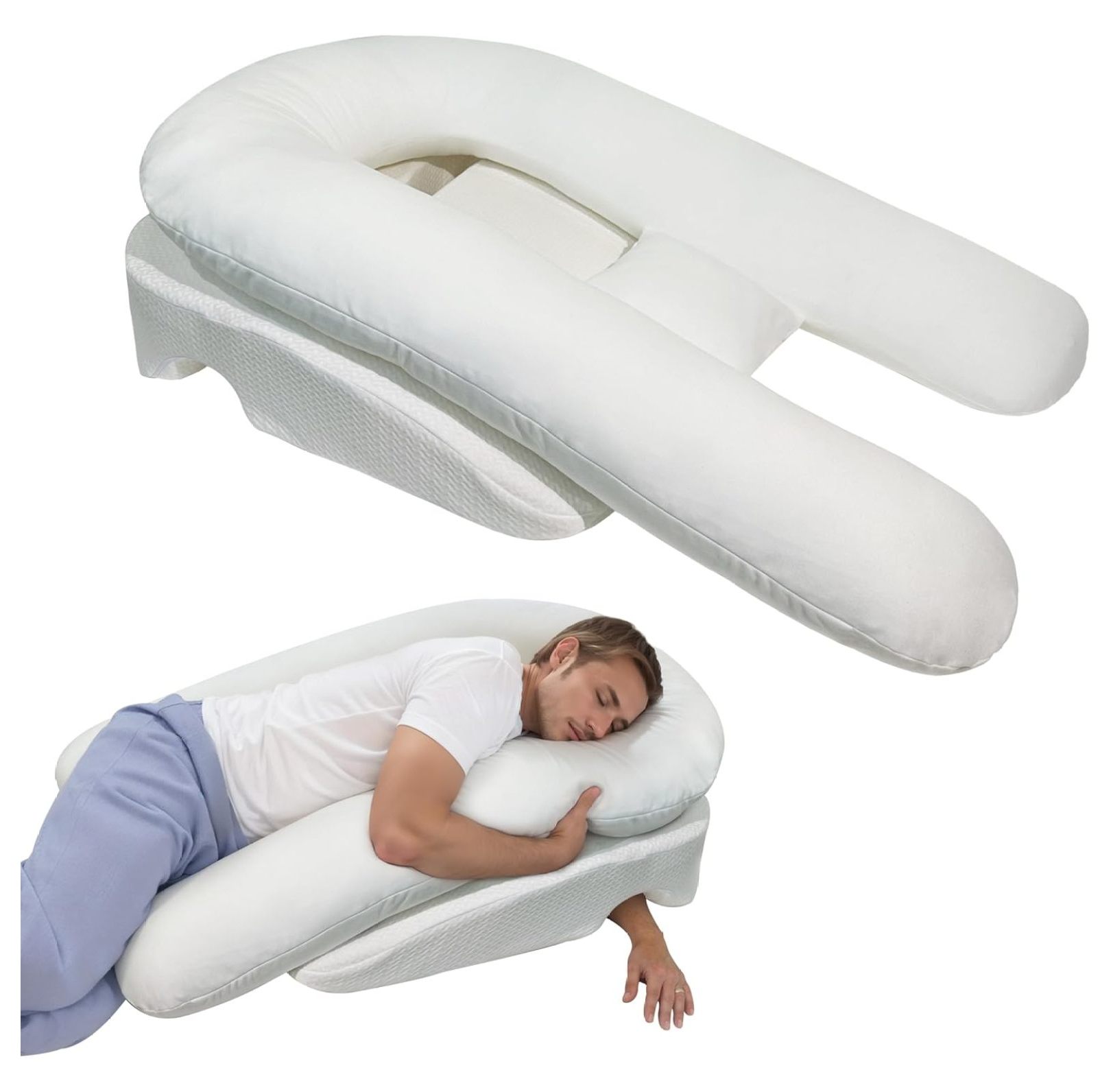 HMTtie Side Sleeping Pillows with Arm Hole for Neck and Back Pain