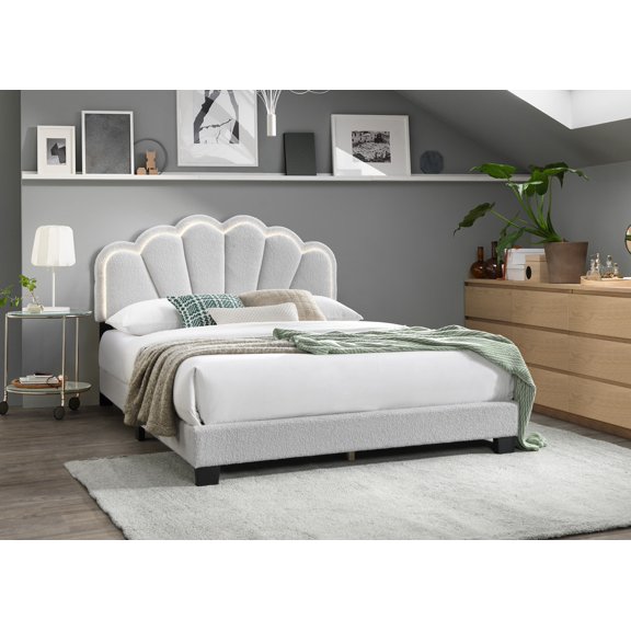 HMYG Full Bed with Floral Design Headboard and LED