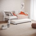 thumbnail image 1 of HMYG 1pc Twin Size Metal Daybed With Trundle Contemporary Style Full Metal Structure Mattress Ready White Finish, 1 of 6