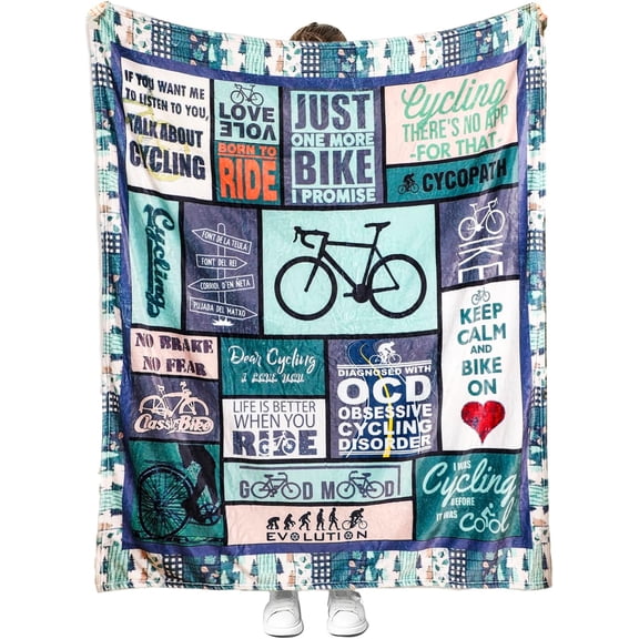 HMYG Bike Cycling Flannel Blanket, Cozy Throw for Couch/Bed for Kids/Adults Gift