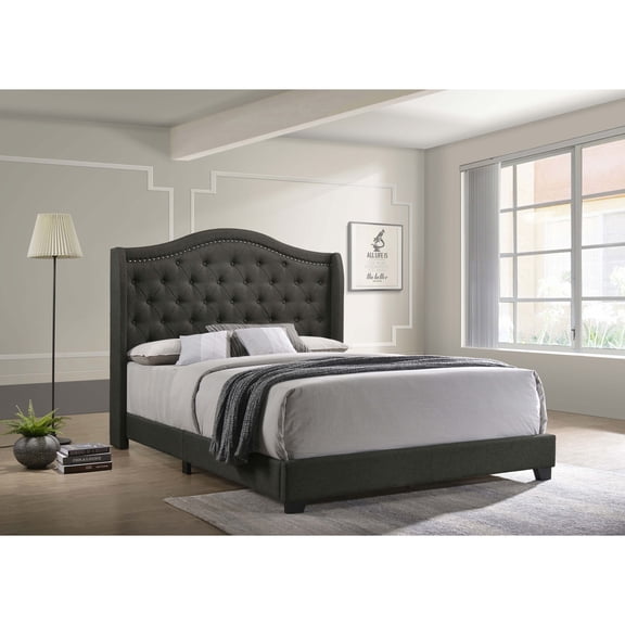 HMYG Copper Grey Upholstered Full Wingback Bed