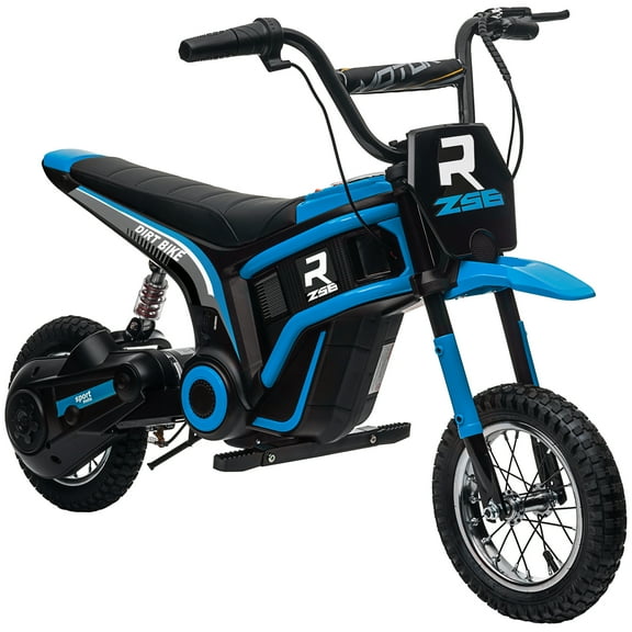 HMYG 24V 350W Electric Dirt Bike with Twist Throttle and Rear Suspension, Ages 13+, Blue
