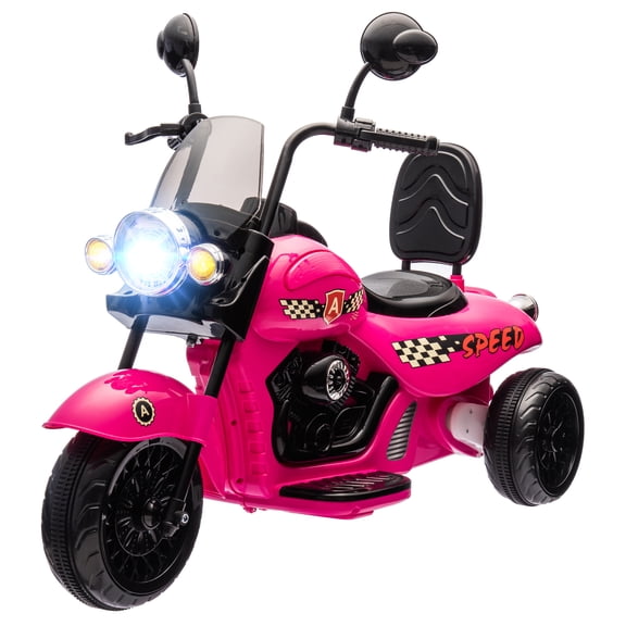 HMYG 6V 3-Wheel Electric Chopper Motorcycle with Headlights and Music, Ages 3-6, Pink