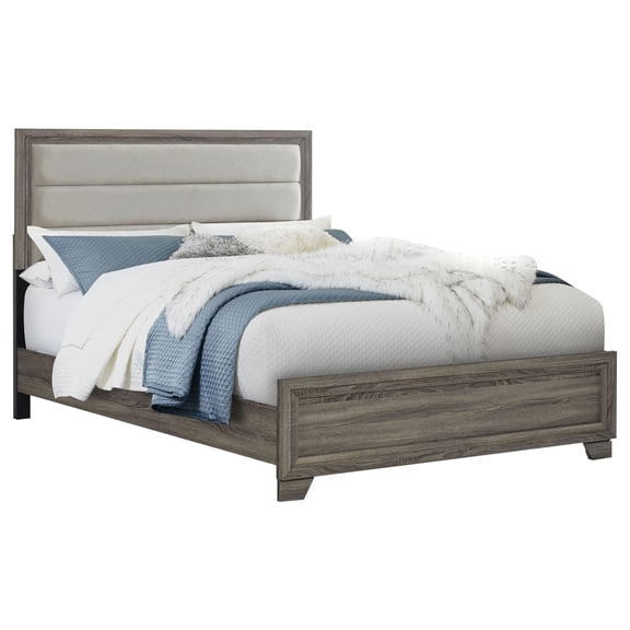 HMYG Funston Brown Oak Upholstered Queen Bed