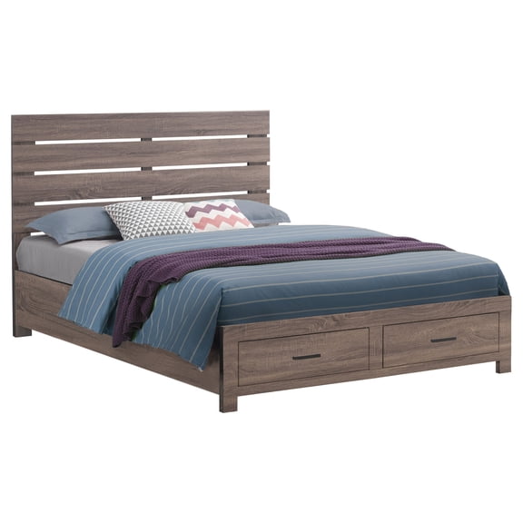 HMYG King Storage Panel Bed, Barrel Oak