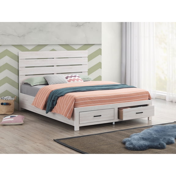 HMYG Geary Coastal White Queen Storage Panel Bed