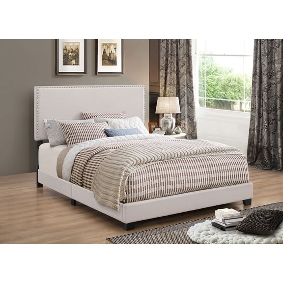 HMYG Ivory Upholstered King Panel Bed