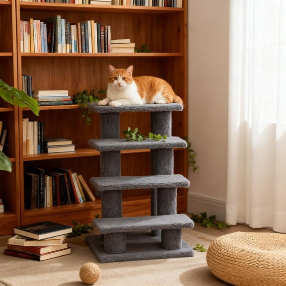 HMYG Multi-Level Carpeted Cat Scratching Post Pet Stairs,for Living Room,Bedroom