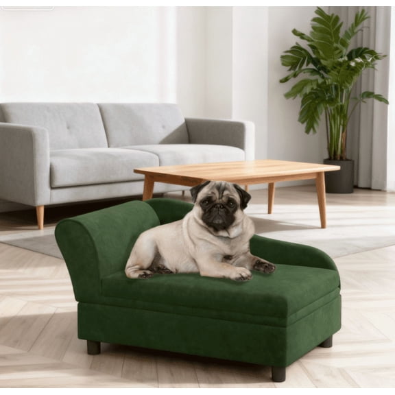 HMYG Pet Sofa Bed Couch with Storage,with Soft Cushion,Green