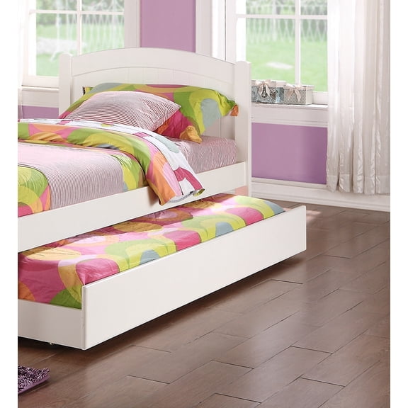 HMYG Twin Bed with Trundle and Slats, White
