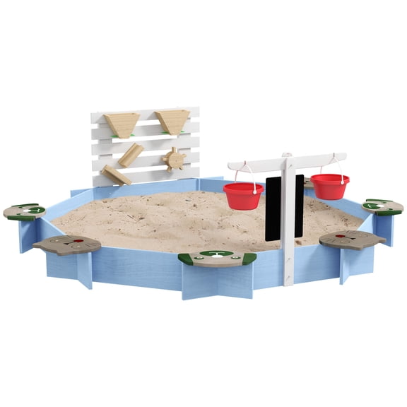 HMYG Wooden Sandbox for 3-7 Years,85" x 85" x 25",Blue