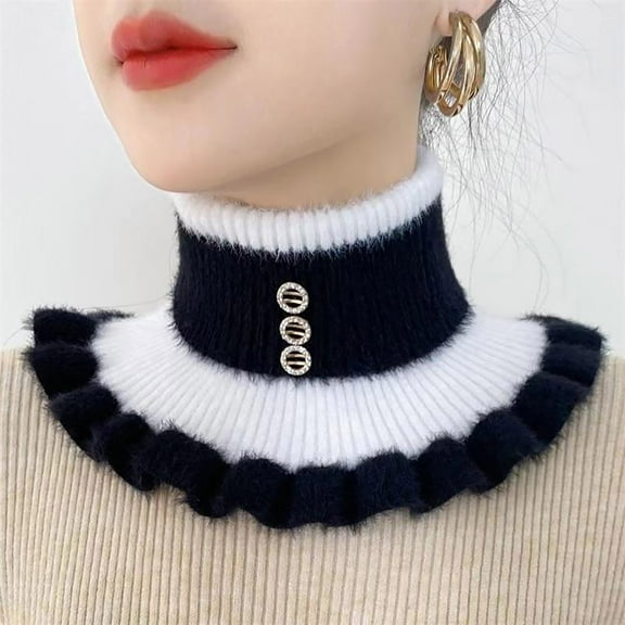 HMZZL Christmas Turtleneck Winter Fake Turtleneck for Women Dickey Collar Knitted Detachable Half Top Mock High Turtleneck Neck Warm Faux Collar Black