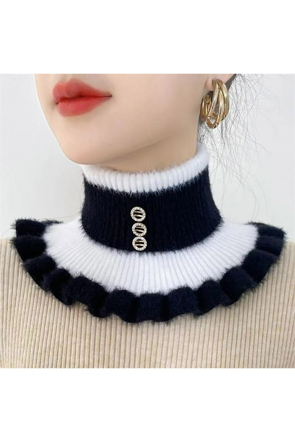 Christmas Turtleneck Winter Fake Turtleneck for Women Dickey Collar Knitted Detachable Half Top Mock High Turtleneck Neck Warm Faux Collar Black