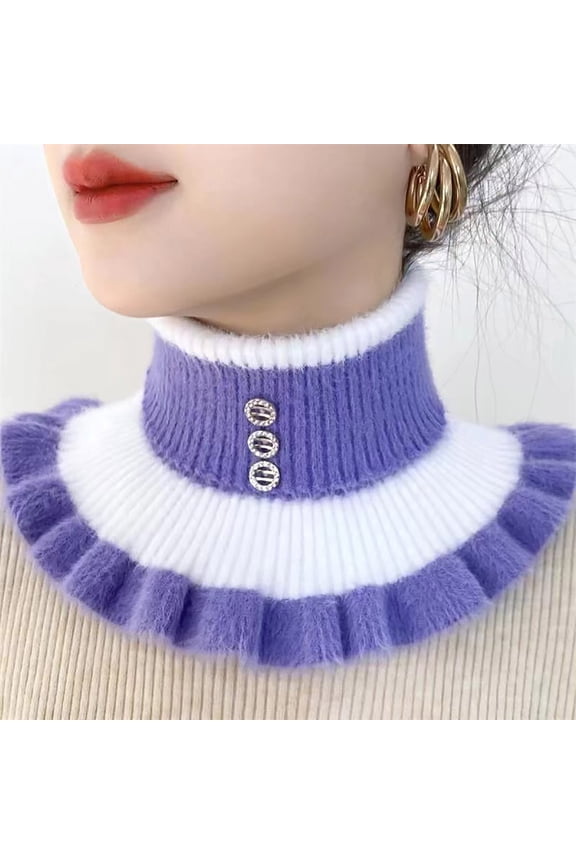 Christmas Turtleneck Winter Fake Turtleneck for Women Dickey Collar Knitted Detachable Half Top Mock High Turtleneck Neck Warm Faux Collar Purple