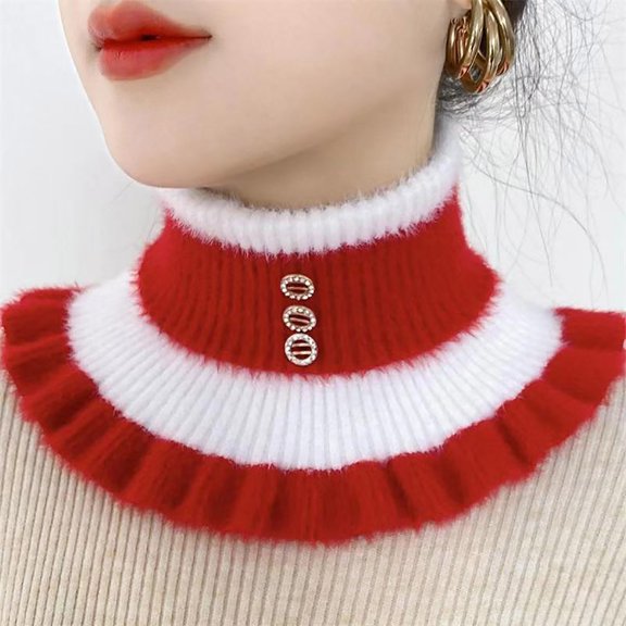 HMZZL Christmas Turtleneck Winter Fake Turtleneck for Women Dickey Collar Knitted Detachable Half Top Mock High Turtleneck Neck Warm Faux Collar Red