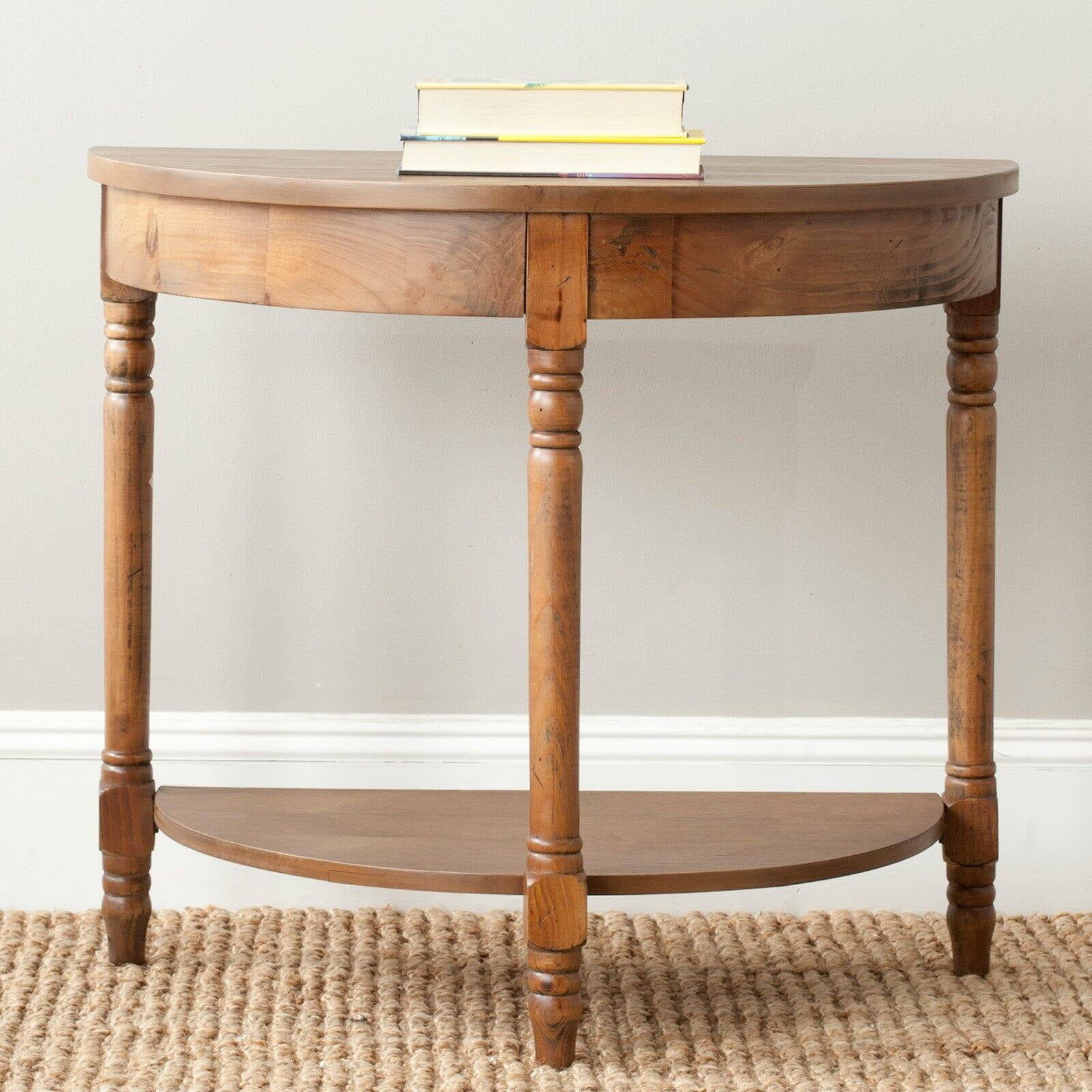 Elegant Georgian Demilune Console Table with Storage in Shady White