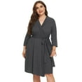 thumbnail image 1 of HN Women's Plus Size Comfy Loungewear 3/4 Sleeve V-Neck Bathrobe Robe Sleepwear Nightgown, 1 of 10