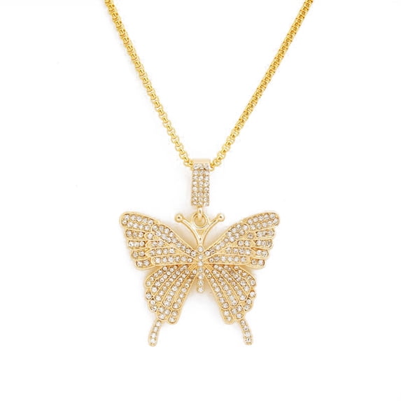 HN003:Hip-Hop Style Nice And High Quality Butterfly Necklace For Women And Men gold