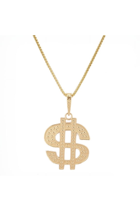 HN020:Hip-Hop Style Necklace,Dollar Sign Necklaces Money Necklace for Women And Men gold
